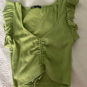 Green Zara tie front top size small